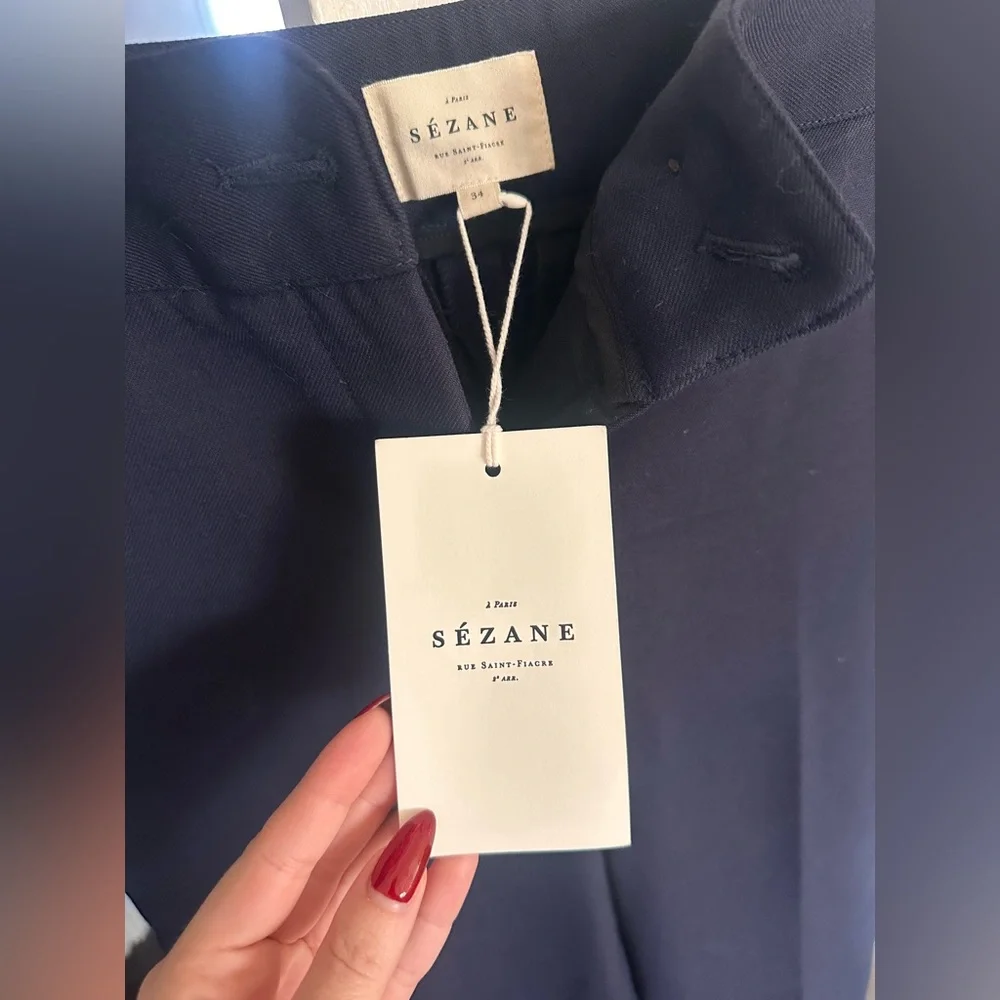 Sézane Damon Trousers in Navy - Picture 4 of 8